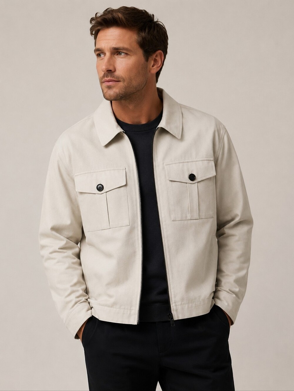 Ted Baker London Double Face Short Ivory Jacket. Size Large.
